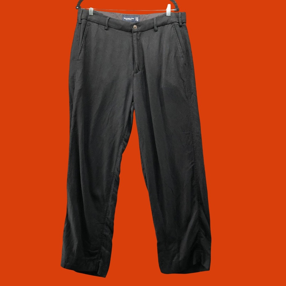 Abercrombie & Fitch Black Menswear Baggy Trousers Pants Size 34x31 Cotton